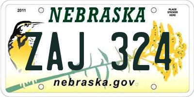NE license plate ZAJ324