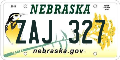 NE license plate ZAJ327