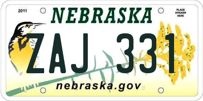 NE license plate ZAJ331