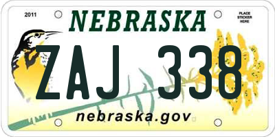 NE license plate ZAJ338