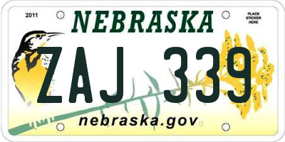 NE license plate ZAJ339