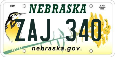 NE license plate ZAJ340