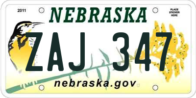 NE license plate ZAJ347