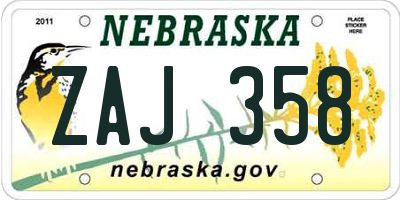 NE license plate ZAJ358