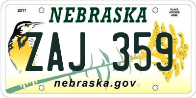 NE license plate ZAJ359