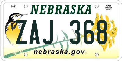 NE license plate ZAJ368
