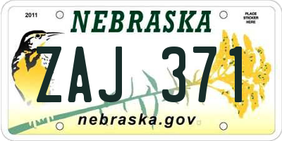 NE license plate ZAJ371