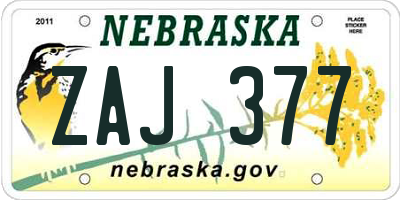 NE license plate ZAJ377