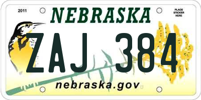 NE license plate ZAJ384