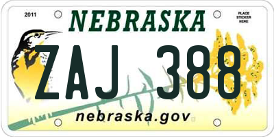 NE license plate ZAJ388