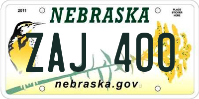 NE license plate ZAJ400