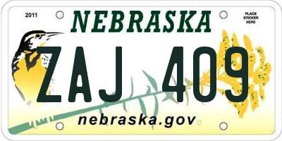 NE license plate ZAJ409
