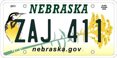 NE license plate ZAJ411