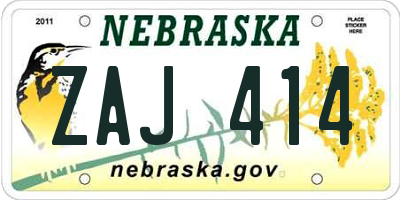 NE license plate ZAJ414