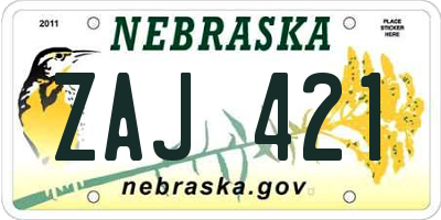 NE license plate ZAJ421
