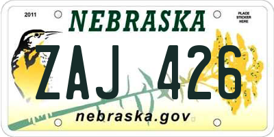 NE license plate ZAJ426