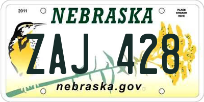 NE license plate ZAJ428