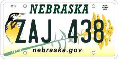 NE license plate ZAJ438