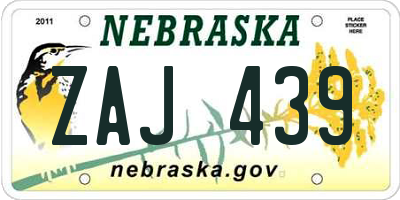 NE license plate ZAJ439