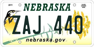 NE license plate ZAJ440