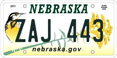 NE license plate ZAJ443