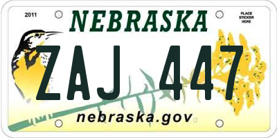 NE license plate ZAJ447