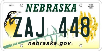 NE license plate ZAJ448