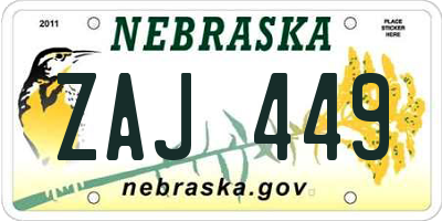 NE license plate ZAJ449