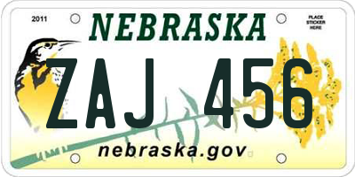 NE license plate ZAJ456