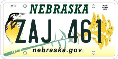 NE license plate ZAJ461