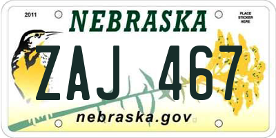 NE license plate ZAJ467