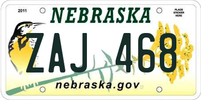 NE license plate ZAJ468