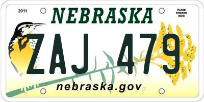 NE license plate ZAJ479