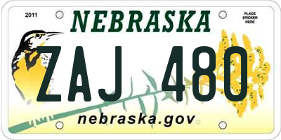 NE license plate ZAJ480