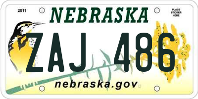 NE license plate ZAJ486