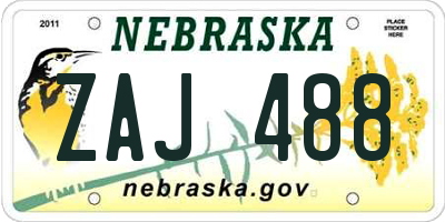 NE license plate ZAJ488