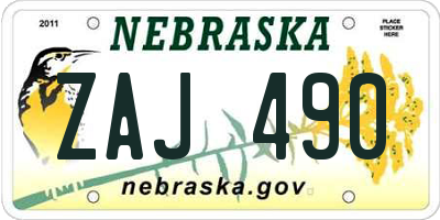 NE license plate ZAJ490