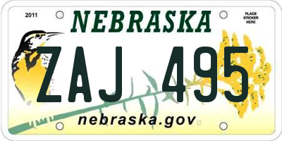 NE license plate ZAJ495