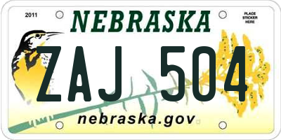 NE license plate ZAJ504