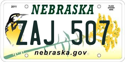 NE license plate ZAJ507