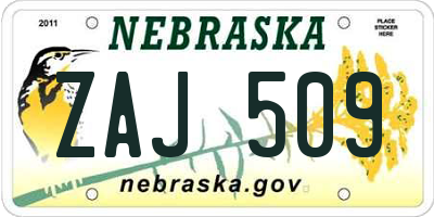 NE license plate ZAJ509