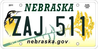 NE license plate ZAJ511