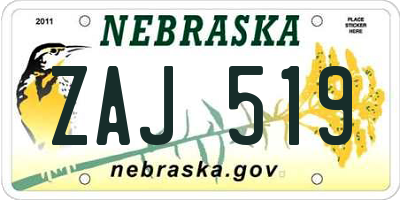 NE license plate ZAJ519