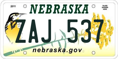NE license plate ZAJ537