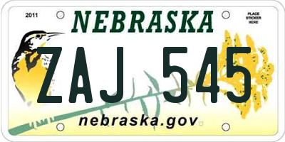NE license plate ZAJ545