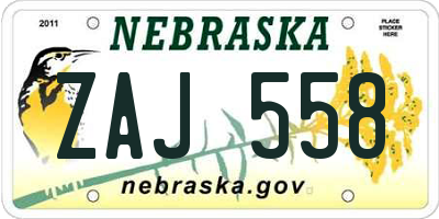 NE license plate ZAJ558