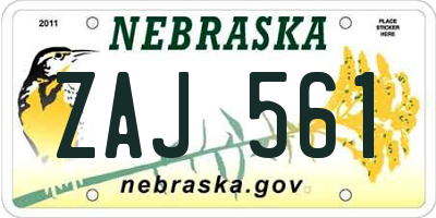 NE license plate ZAJ561