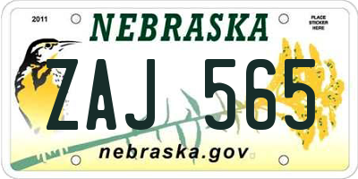 NE license plate ZAJ565