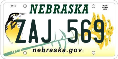 NE license plate ZAJ569