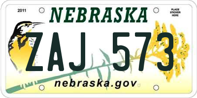 NE license plate ZAJ573